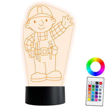 XL LAMPKA NOCNA LED 3D Bob Budowniczy 16 kolorów + Pilot IMIĘ Grawer - inna (Inny)