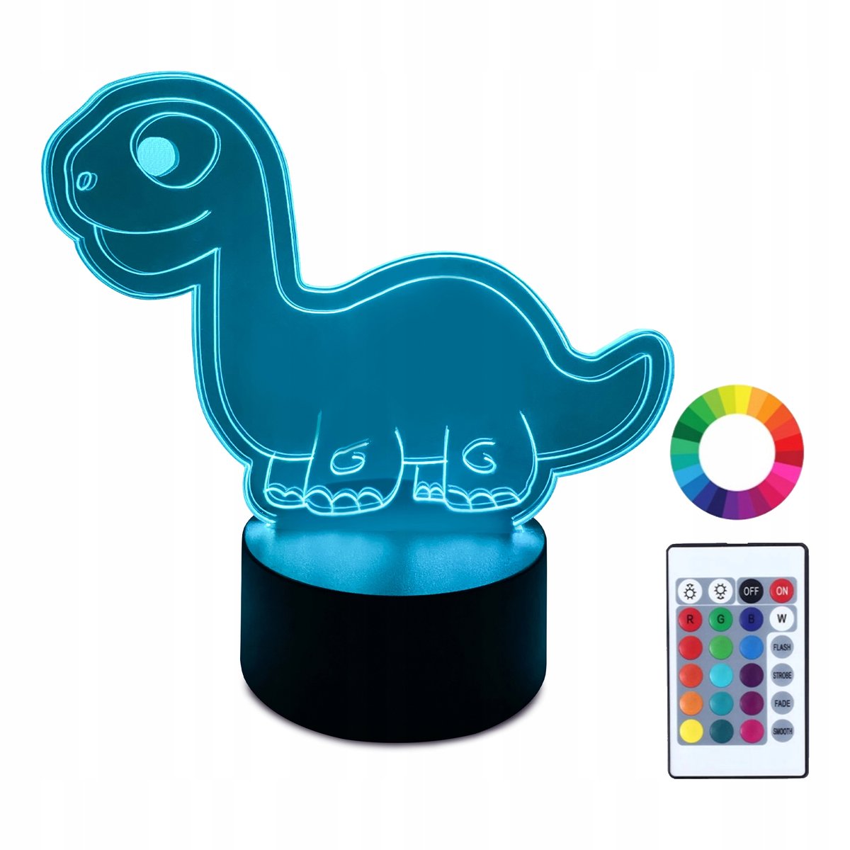 Фото - Люстра / світильник Dino XL Lampka Nocna LED 3D Dinozaur  16 kolorów + Pilot 