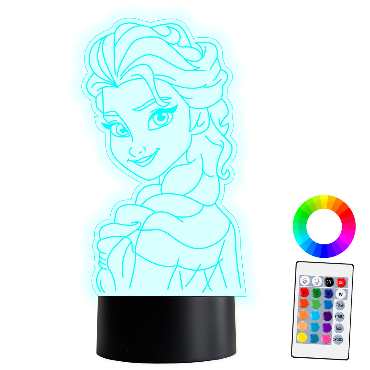 Zdjęcia - Żyrandol / lampa Elsa XL LAMPKA NOCNA LED 3D  Kraina Lodu Olaf 16 kolorów + Pilot IMIĘ Grawe 