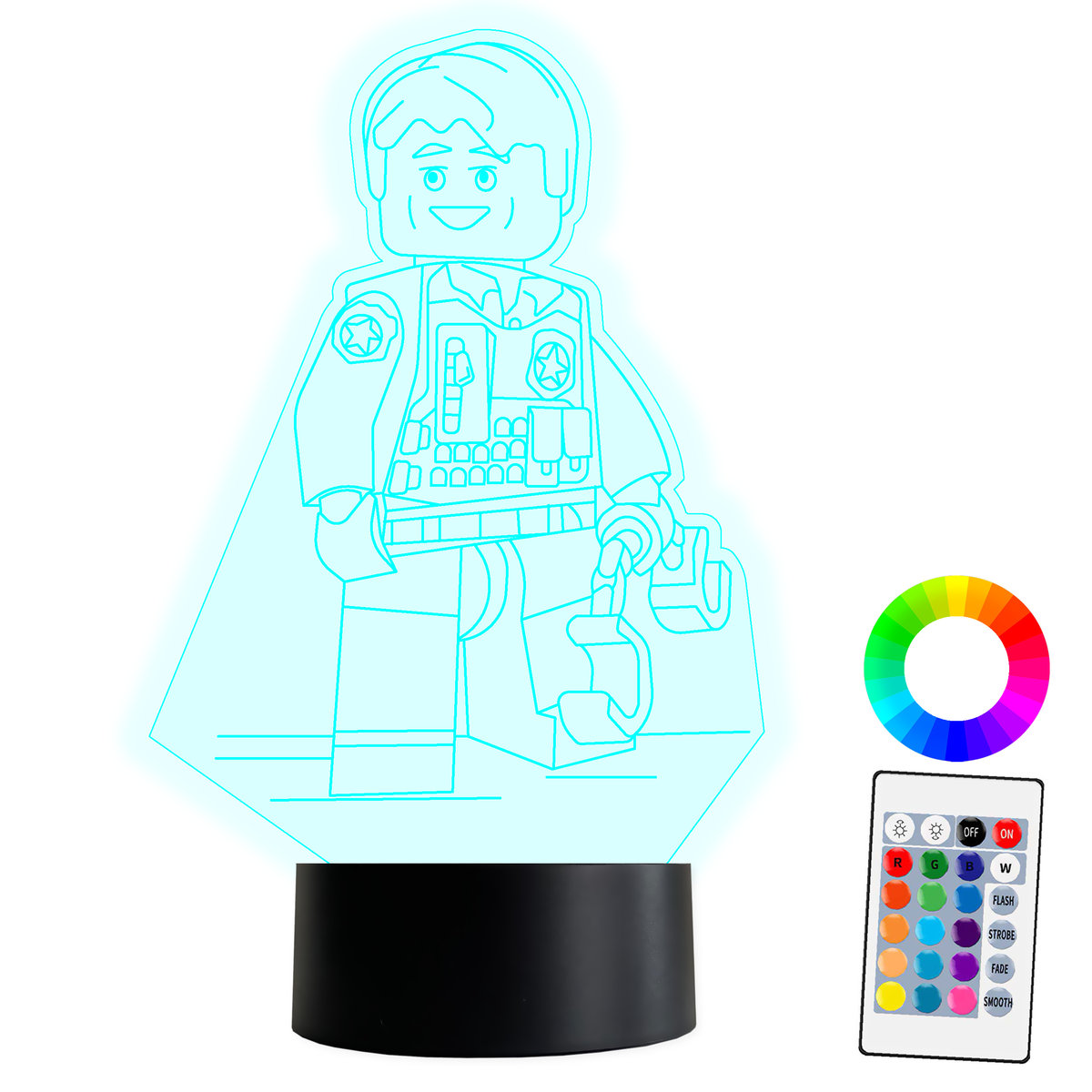 Zdjęcia - Żyrandol / lampa Lego XL LAMPKA NOCNA LED 3D  City Policja 16 kolorów + Pilot IMIĘ Grawer 