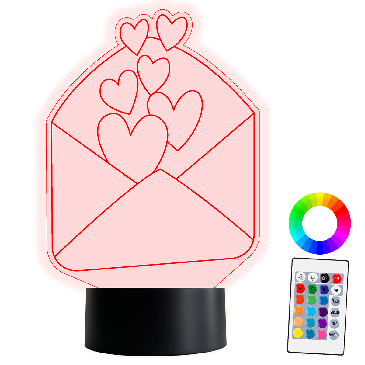 Zdjęcia - Żyrandol / lampa Pilot XL LAMPKA NOCNA LED 3D Miłość Walentynki Prezent Koperta 16 kolorów + Pilo 