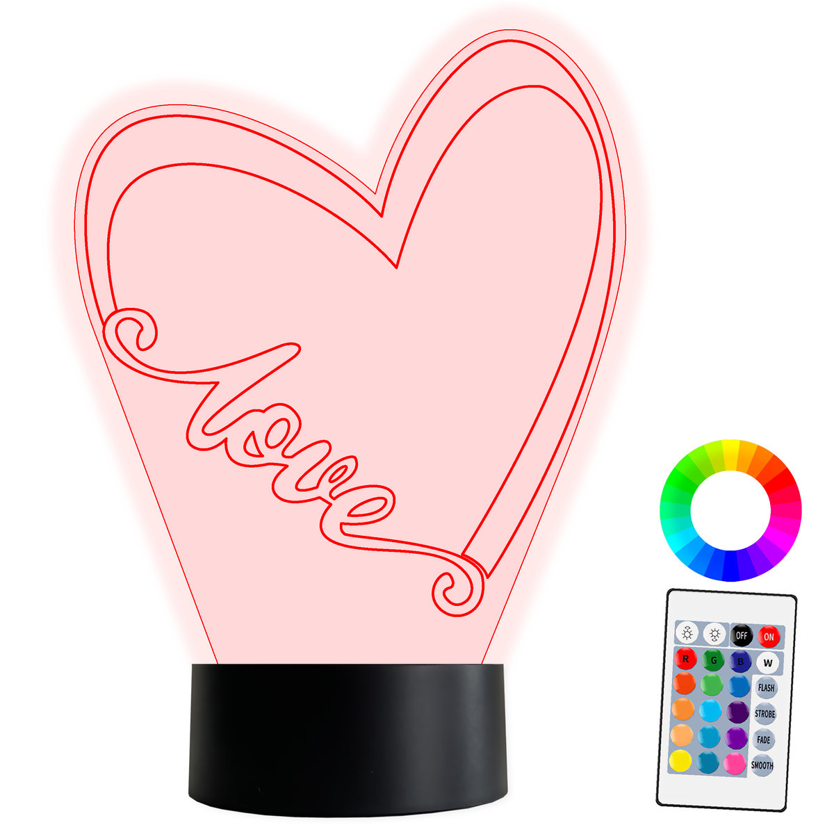 Zdjęcia - Żyrandol / lampa Pilot XL LAMPKA NOCNA LED 3D Miłość Walentynki Prezent Serce 16 kolorów + 