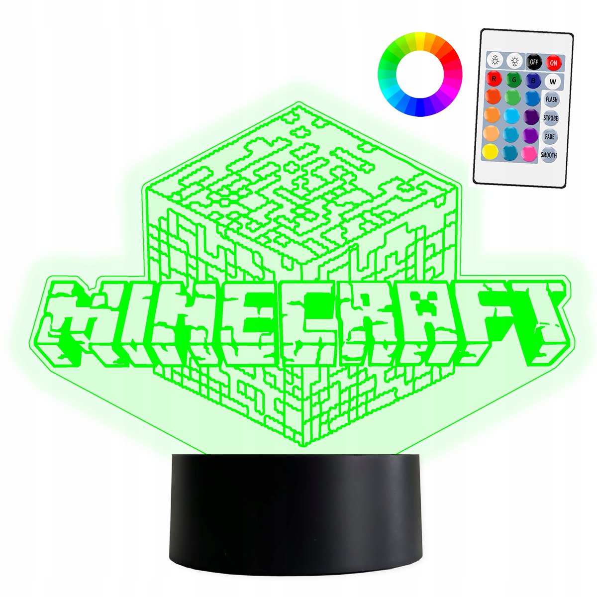 Фото - Люстра / світильник Pilot XL Lampka Nocna LED 3D Minecraft 16 kolorów + 