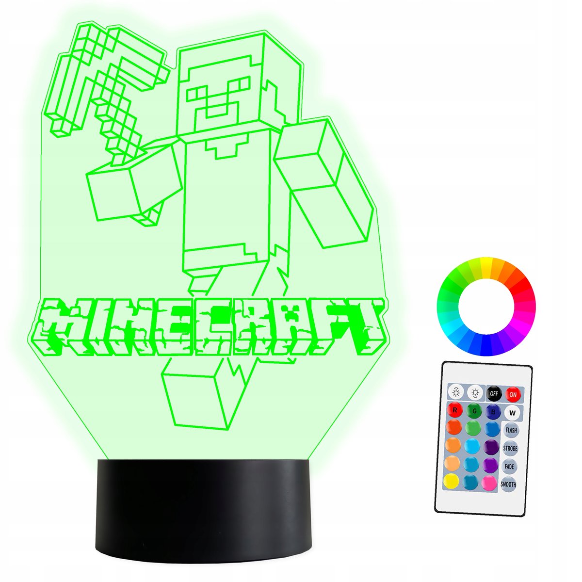 Zdjęcia - Żyrandol / lampa Pilot XL Lampka Nocna LED 3D Minecraft Steve 16 kolorów + 