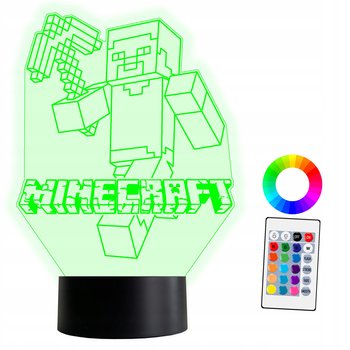 XL Lampka Nocna LED 3D Minecraft Steve 16 kolorów + Pilot IMIĘ Grawer - inna (Inny)