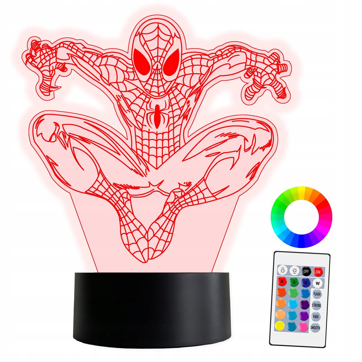 Фото - Люстра / світильник Spiderman XL Lampka Nocna LED 3D Spider-Man  Marvel 16 kolorów + Pilot 