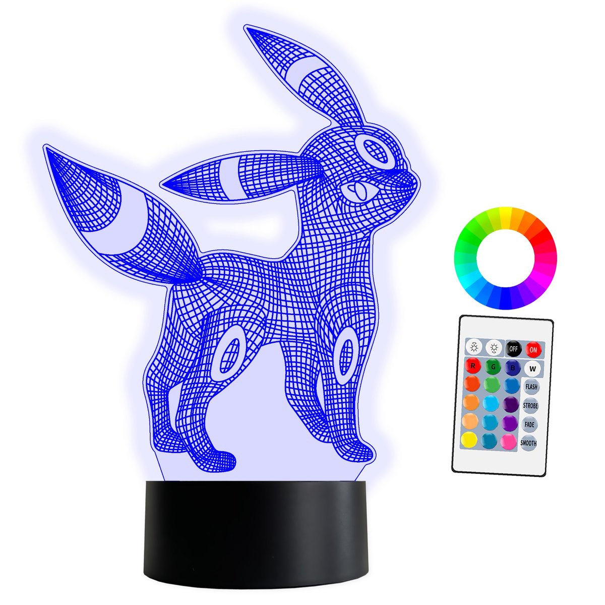 Zdjęcia - Żyrandol / lampa Pilot XL LAMPKA NOCNA LED 3D Umbreon Pokemon 16 kolorów +  IMIĘ Grawer 