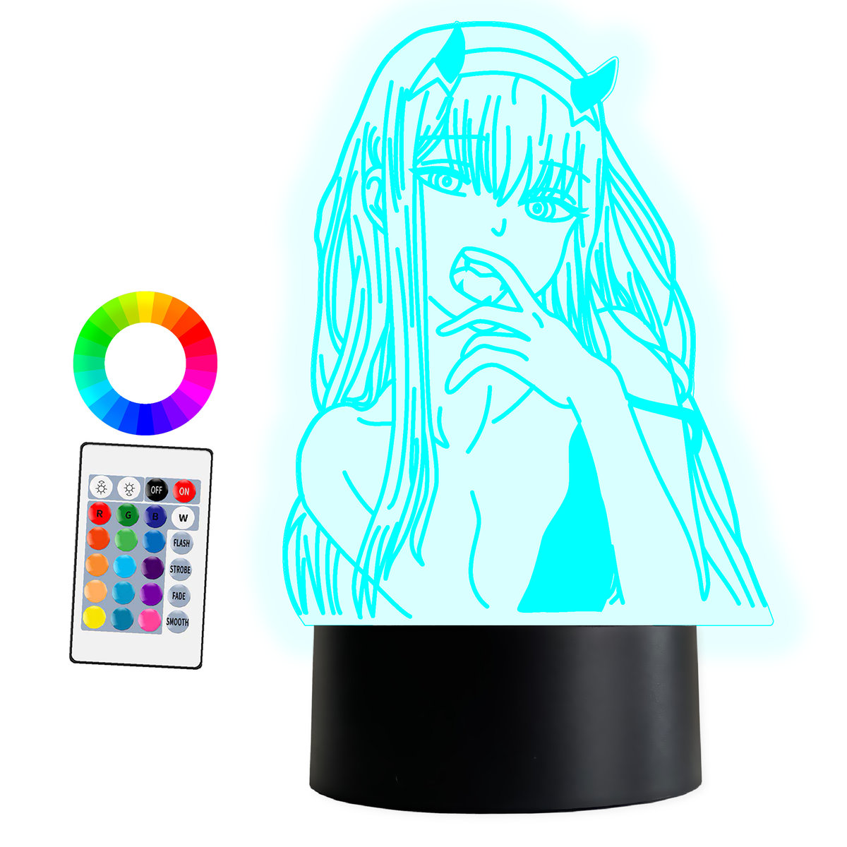 Фото - Люстра / світильник ZERO XL LAMPKA NOCNA LED 3D  Two Anime 16 kolorów + Pilot IMIĘ Grawer 