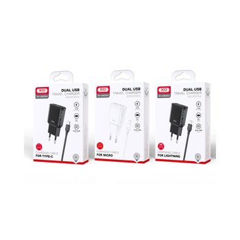 XO ładowarka sieciowa L92C 2x USB 2,4A biała + Kabel microUSB - XO
