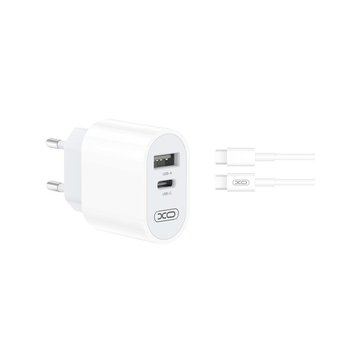 Xo Ładowarka Sieciowa L97 1X Usb 1X Usb-C 2,4A Biała + Kabel Usb-C - Usb-C - XO