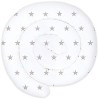 XXL 200 cm łóżko wąż poduszka na łóżko poduszka do karmienia rolka na łóżko poduszka dekoracyjna łóżko brzeg wąż ręcznie robiona 100% bawełna szare gwiazdki na bialym