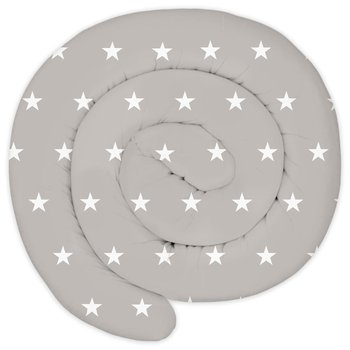 XXL łóżko wąż poduszka na łóżko poduszka do karmienia rolka na łóżko poduszka dekoracyjna łóżko brzeg wąż ręcznie robiona 100% bawełna białe gwiazdki na szarym 200 cm - Totsy Baby