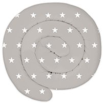 XXL łóżko wąż poduszka na łóżko poduszka do karmienia rolka na łóżko poduszka dekoracyjna łóżko brzeg wąż ręcznie robiona 100% bawełna białe gwiazdki na szarym 300 cm