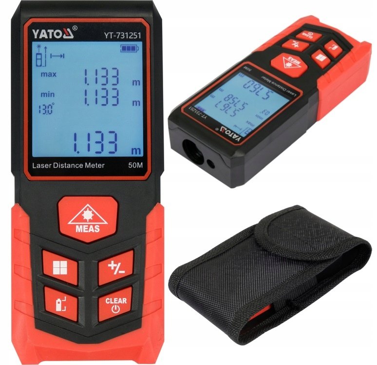 YATO DALMIERZ LASEROWY CYFROWY MIERNIK ODLEGŁOŚCI 50M LCD AAA YT-731251 -  Yato | Sklep EMPIK.COM