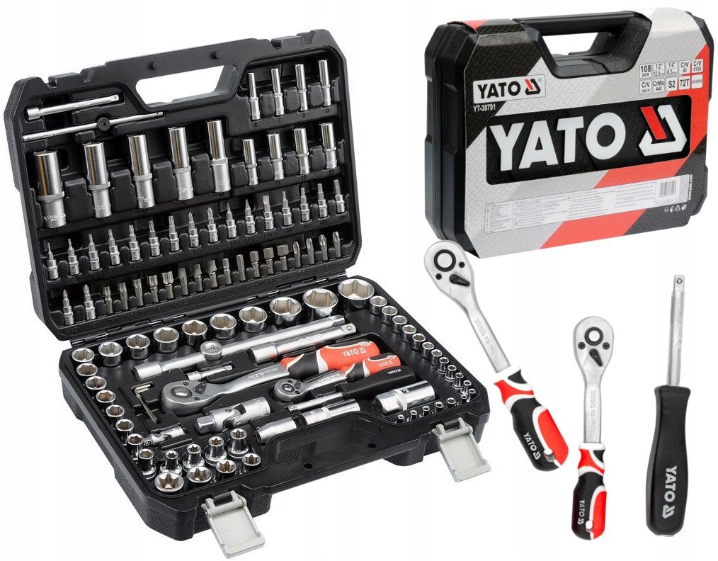 YATO Zestaw Kluczy nasadowych 1/4' i 1/2' 108 elementów YT-38791