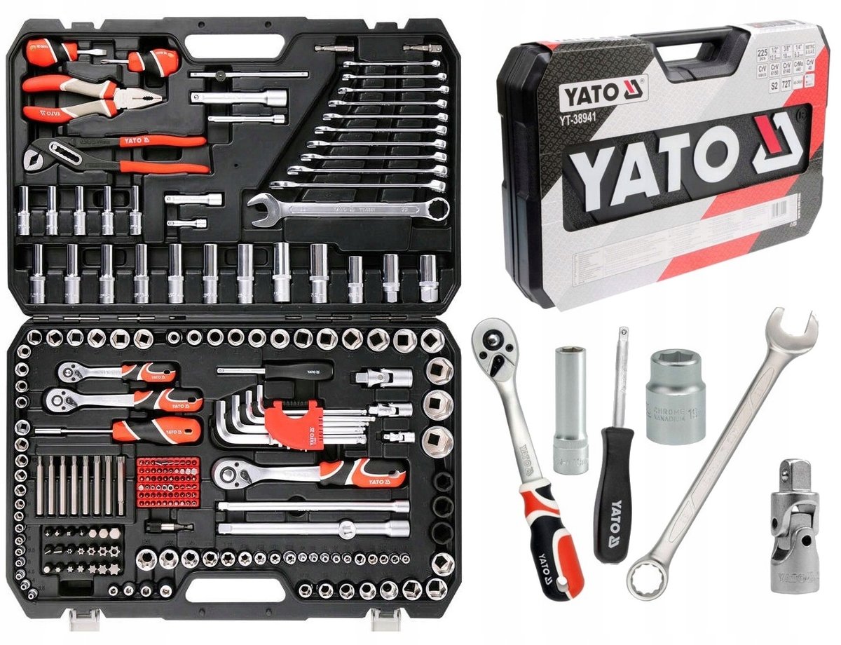 YATO Zestaw narzędzi 1/2' 3/8' 1/4' XXL 225 elementów YT-38941