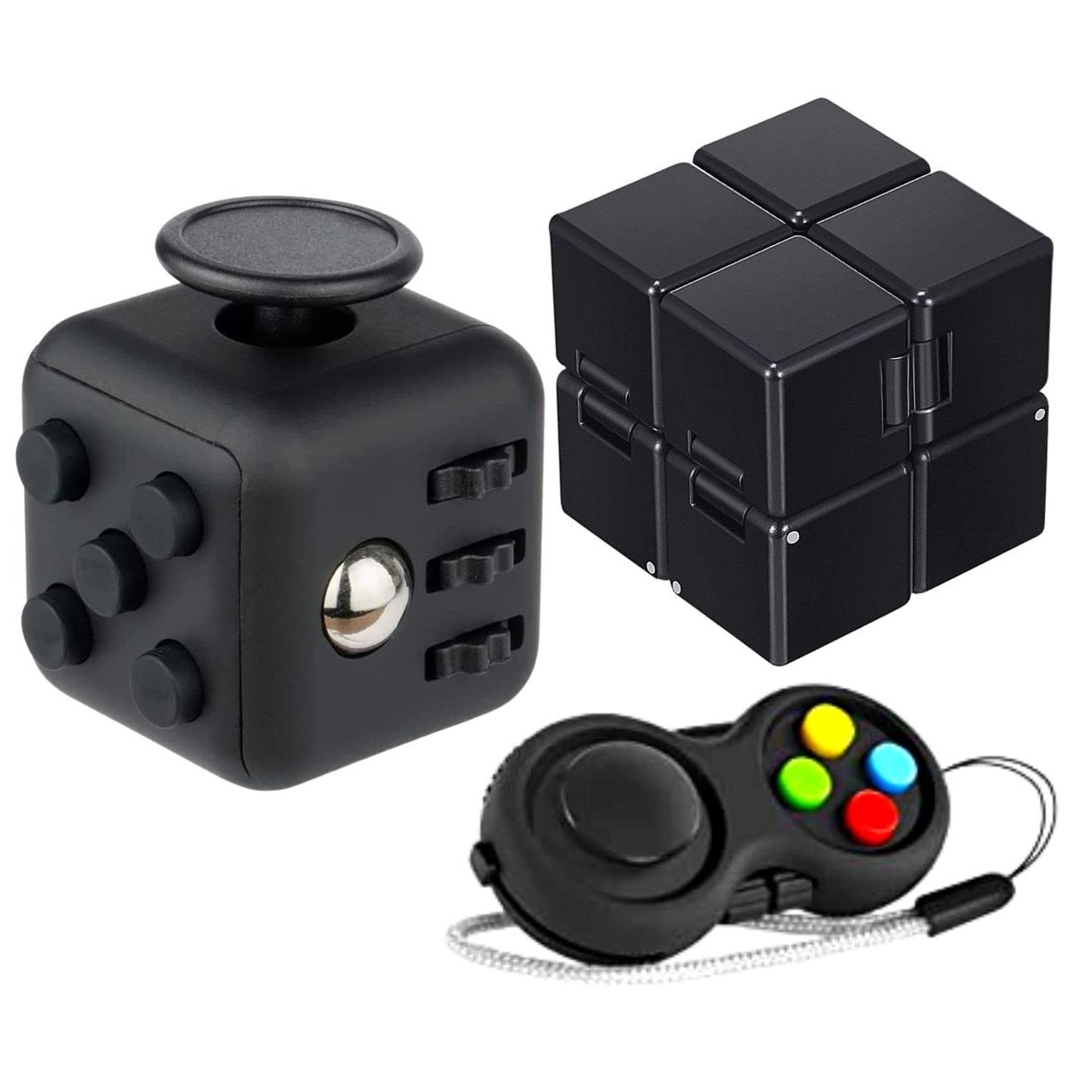 Yeefunjoy Set De 2 Fidget Toys – Cube Anti-stress 6 Fonctions + Cube Infini – Soulagement Du Stress Pour Enfants Et Adultes
