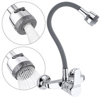 Yoka Home bateria kuchenna DIOSA-GRY ścienna elastyczna wylewka szara 2-funkcyjna