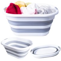 Yoka Home Kosz na pranie składany silikonowy 40 l biały/szary wanienka dla dzieck