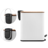 Yoka Home MOBY kosz na śmieci biały z bambusową pokrywą – 5 L