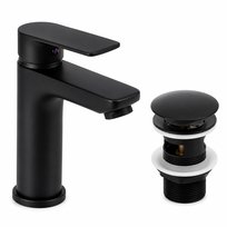 Yoka Home zestaw bateria umywalkowa ELENA + korek klik-klak czarny mat
