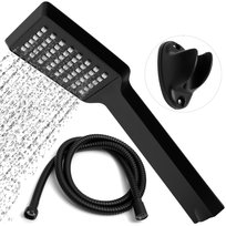 Yoka Home Zestaw prysznicowy ABBA czarny mat: słuchawka + wąż bezskrętny 150 cm + uchwyt ścienny