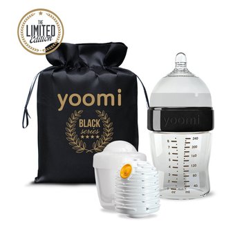 Yoomi, Butelka antykolkowa z podgrzewaczem i kapsułą, 240 ml, Czarna - Yoomi