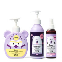 YOPE Zestaw 3 kosmetyków dla dzieci: mydło do rąk Jaśmin, ultradelikatny szampon, spray do rozczesywania włosów