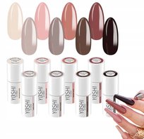 Yoshi Lakier Hybrydowy Zestaw Cała Kolekcja Free Spirit Brązy Nude 8 Szt