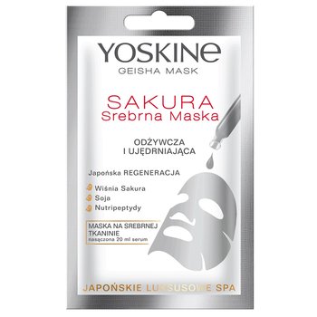 Yoskine, Geisha Mask Sakura, Srebrna maska na tkaninie odżywcza i ujędrniająca, 20 ml - Yoskine