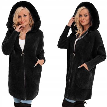 Z FUTERKIEM PŁASZCZ ALPAKA NA SUWAK WEŁNA CIEPŁY czarny - Soprato