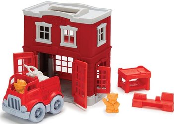 Zabawka dla chłopca. Czerwona remiza strażacka Green Toys - Bigjigs