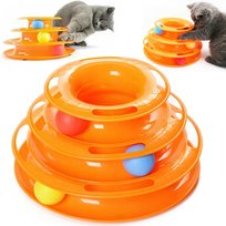 Zabawka dla kota interaktywna wieża + 3 piłeczki