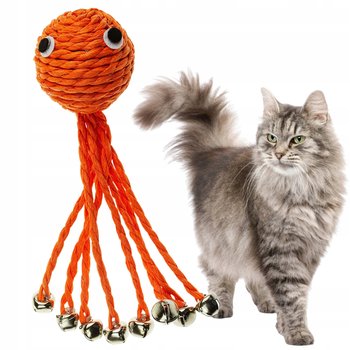 Zabawka dla kota OŚMIORNICA octopus z dzwoneczkami sizalowa interaktywna - WesołyPupil