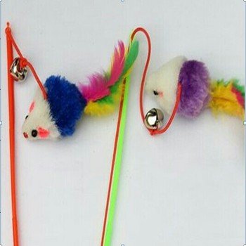 Фото - Миски для корму Zabawka dla kota ' Wędka z myszką i dzwonkiem', długość wędki 31 cm, wielo
