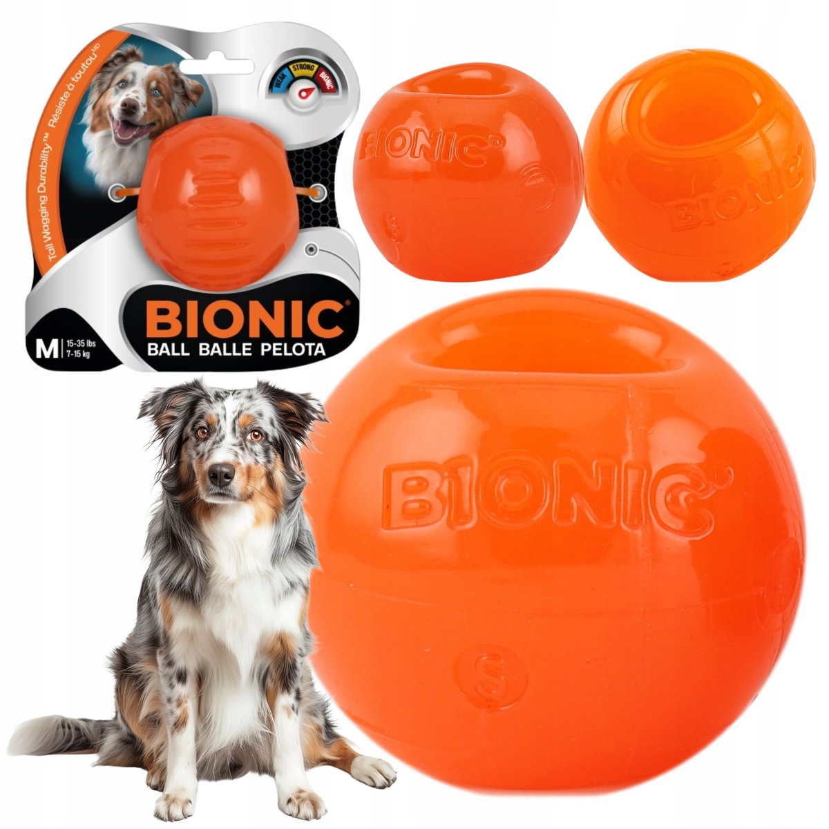 Zabawka dla psa mocna PIŁKA GRYZAK WYTRZYMAŁA BIONIC BALL M-6,7cm ...
