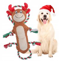 Zabawka dla psa ŚWIĄTECZNA SZELESZCZĄCA ze sznurem RENIFER na święta