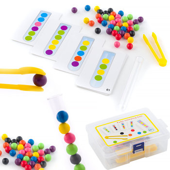 Zabawka edukacyjna probówka kolorowe kulki z kartami układanka - Happy Hippo