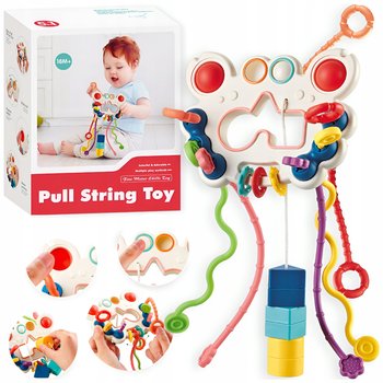 Zabawka Sensoryczna Gryzak Grzechotka Sznurki Kształty Popit Montessori Do Auta 5W1 - Inna marka