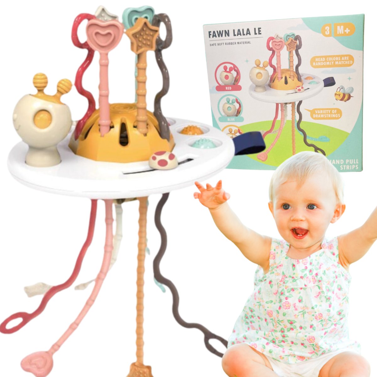 Zdjęcia - Grzechotka / gryzak Zabawka Sensoryczna Montessori Gryzak Dla Niemowląt 4W1 Do Ciągnięcia
