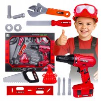Zabawkowy ZESTAW NARZĘDZI majsterkowicza 14 ELEMENTÓW wkrętarka elektryczna
