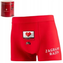 Zabawne Bokserki Męskie dla Gracza w Puszce Walentynki CZERWONY MORAJ L