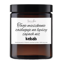 Zabawny prezent Świeca sojowa z napisem prezent-twoje mieszkanie zasługuje na lepszy zapach niż kebab