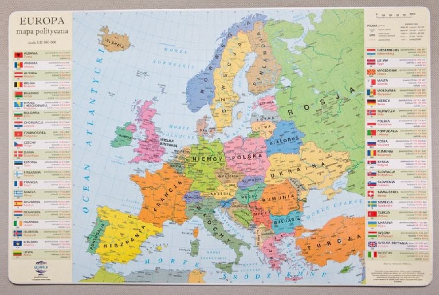 Zachem, podkładka Mapa Polityczna Europy