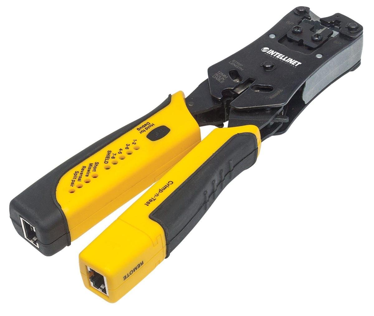 Zaciskarka wtyków Intellinet RJ-45/RJ-11/RJ-12/RJ-22 z testerem okablowania