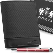 Zagatto, Portfel Męski Czarny Skórzany Czarny, Portfel Pionowy Z Ochroną Rfid, Zg-N4-F7