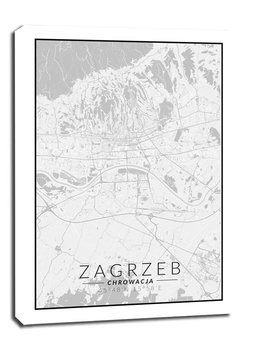 Zagrzeb mapa czarno biała - obraz na płótnie 61x91,5 cm - Galeria Plakatu