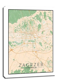 Zagrzeb mapa kolorowa - obraz na płótnie 61x91,5 cm - Galeria Plakatu