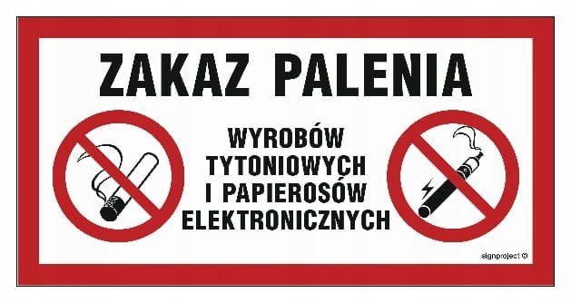 Фото - Засоби захисту SP Zakaz palenia tytoniu papierosów el. 20X10 nalepka LIBRES POLSKA 