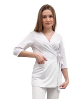 Żakiet kopertowy, tunika biała basic premium rękaw 3/4 roz. XS M&C